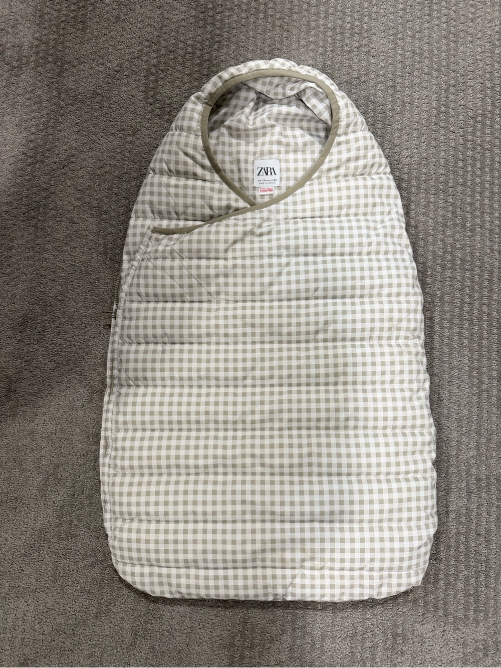 Zara Beige Gingham Quilted Baby Sleep Sack